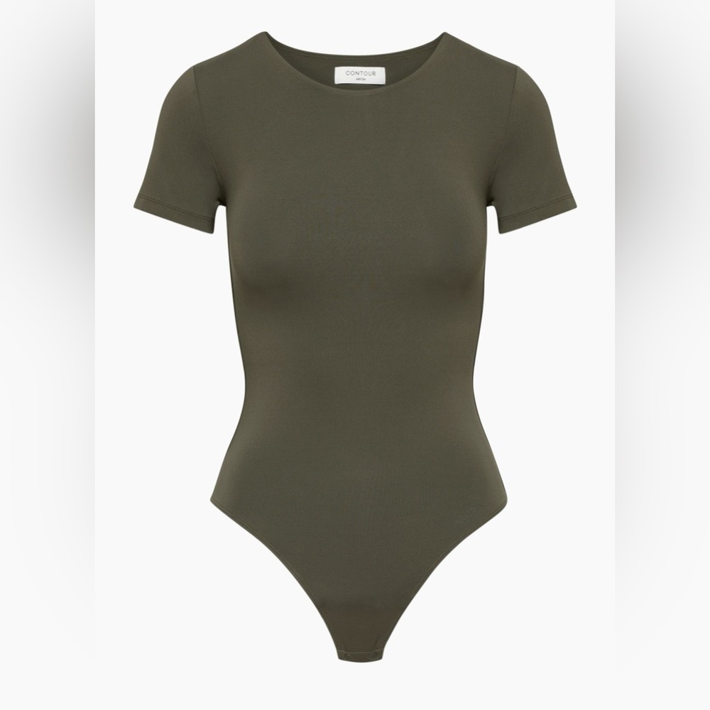 Babaton Contour Crew Shortsleeve Bodysuit in dark olive